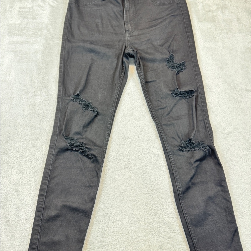 Hollister Women’s Ripped Charcoal Skinny Jeans Size 28w/26L